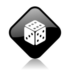 dice black square glossy internet icon