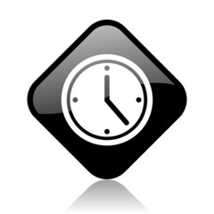 clock black square glossy internet icon