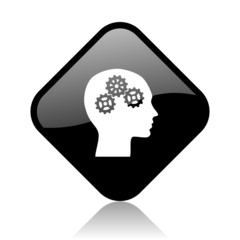 head black square glossy internet icon