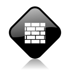 firewall black square glossy internet icon