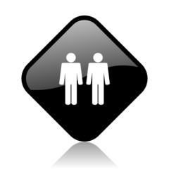 couple black square glossy internet icon