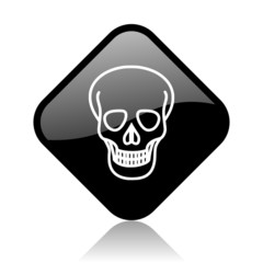 skull black square glossy internet icon