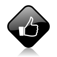 thumb up black square glossy internet icon