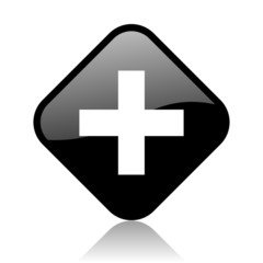 emergency black square glossy internet icon