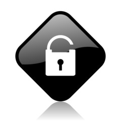 padlock black square glossy internet icon