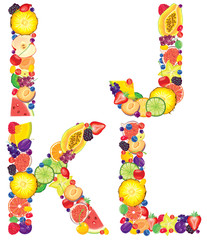 Alphabet from fruit IJKL