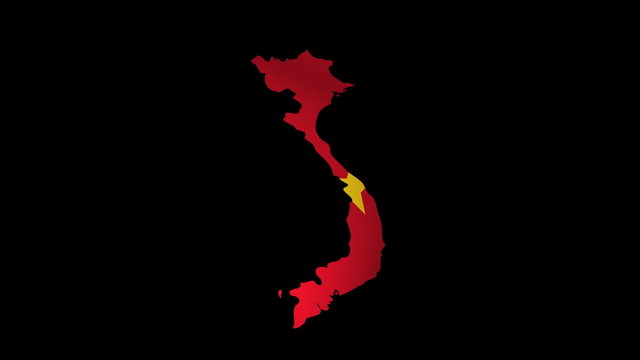 Fluttering Vietnam map flag animation