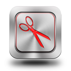 Fototapeta Scissors aluminum glossy icon, button obraz