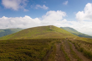 Walking trail to the summit Tarnica in the. Poland