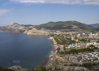 View of the city Sudak and bay