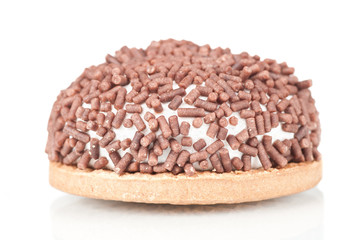 Marshmallow biscuit with chocolate  on a white background