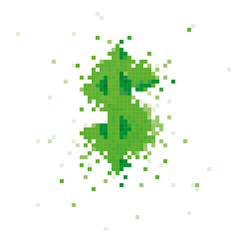 pixels creation or destruction of dollar symbol