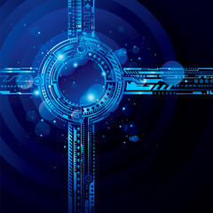 Obraz premium Abstract high tech blue background with light effect.