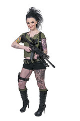 Woman with Assault Rifle