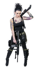 Fototapeta premium Woman with Assault Rifle