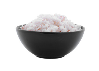 Rice in a bowl on a white background