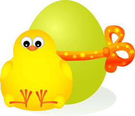 chick with green egg