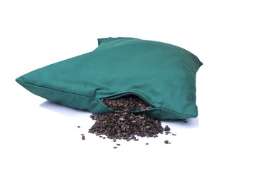 pillow with organic buckwheat hulls