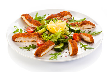 Fried chicken breast and vegetables