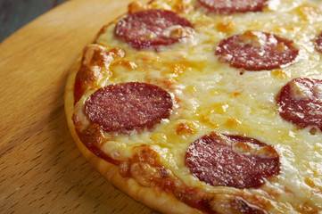 homemade  pizza  Pepperoni.Closeup