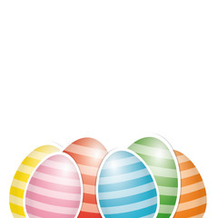 colorful white striped easter eggs card isolated