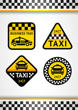 Racing Background vertical and Taxi - set retro stickers