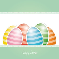 colorful white striped easter eggs card background