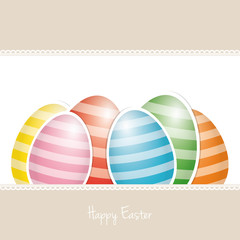 colorful white striped easter eggs card background