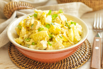 Salad of chicken breast with pineapple