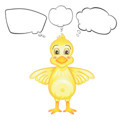 A yellow bird with empty callouts