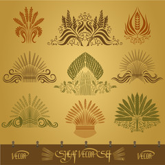 sheaf silhouette set with ear and hop pattern