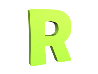 3D render of the green text R