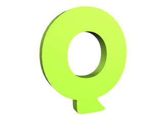 3D render of the green text Q