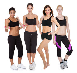 Group of fitness women