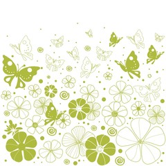 greeting card with butterflies and flowers