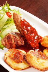 grilled meat with potatoes