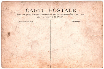 Carte postale ancienne, verso vierge