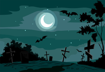 Night scene at cemetery