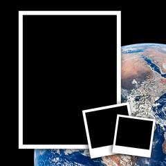 Empty photos with earth from space background