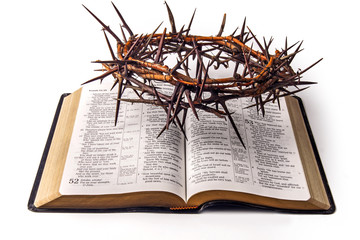 Holy bible and crown of thorns