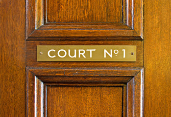 Oak door leading into court