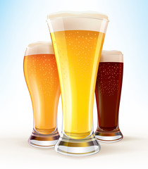 Realistic Vector Glasses of Beer close-up EPS10