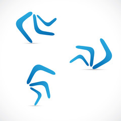 Logos boomerangs bleus - obrazy, fototapety, plakaty
