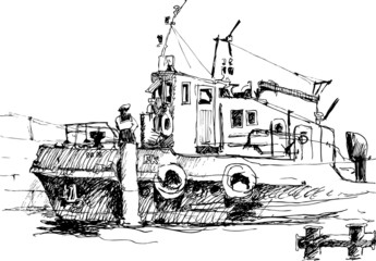 Naklejka premium sketch of boat