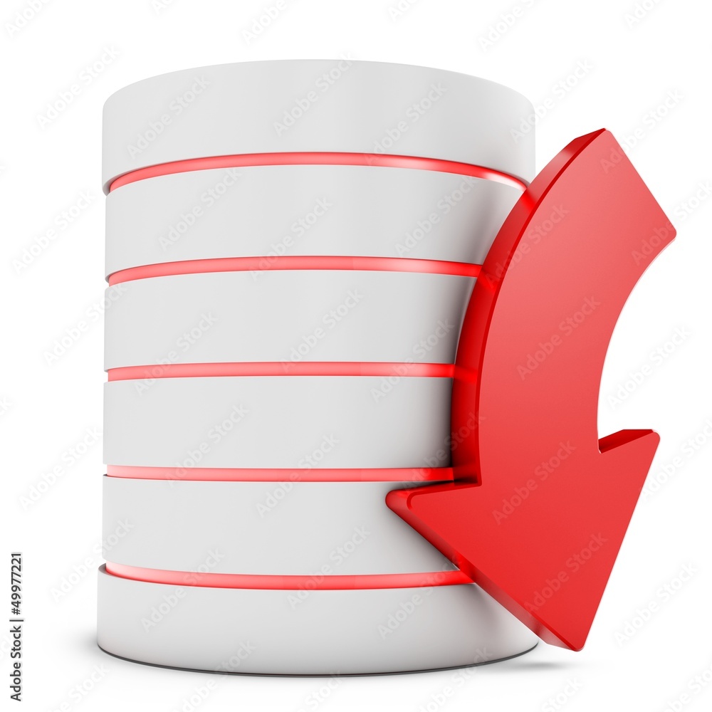 Poster 3d database with downloading symbol arrow