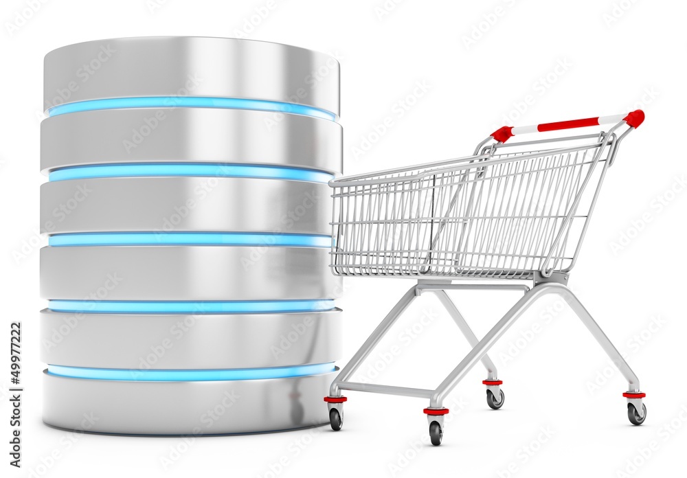Poster 3d database server with shopping cart