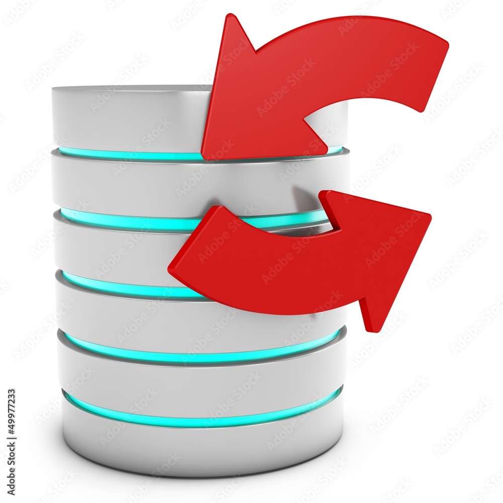 Aufkleber 3d database with refresh symbol arrows
