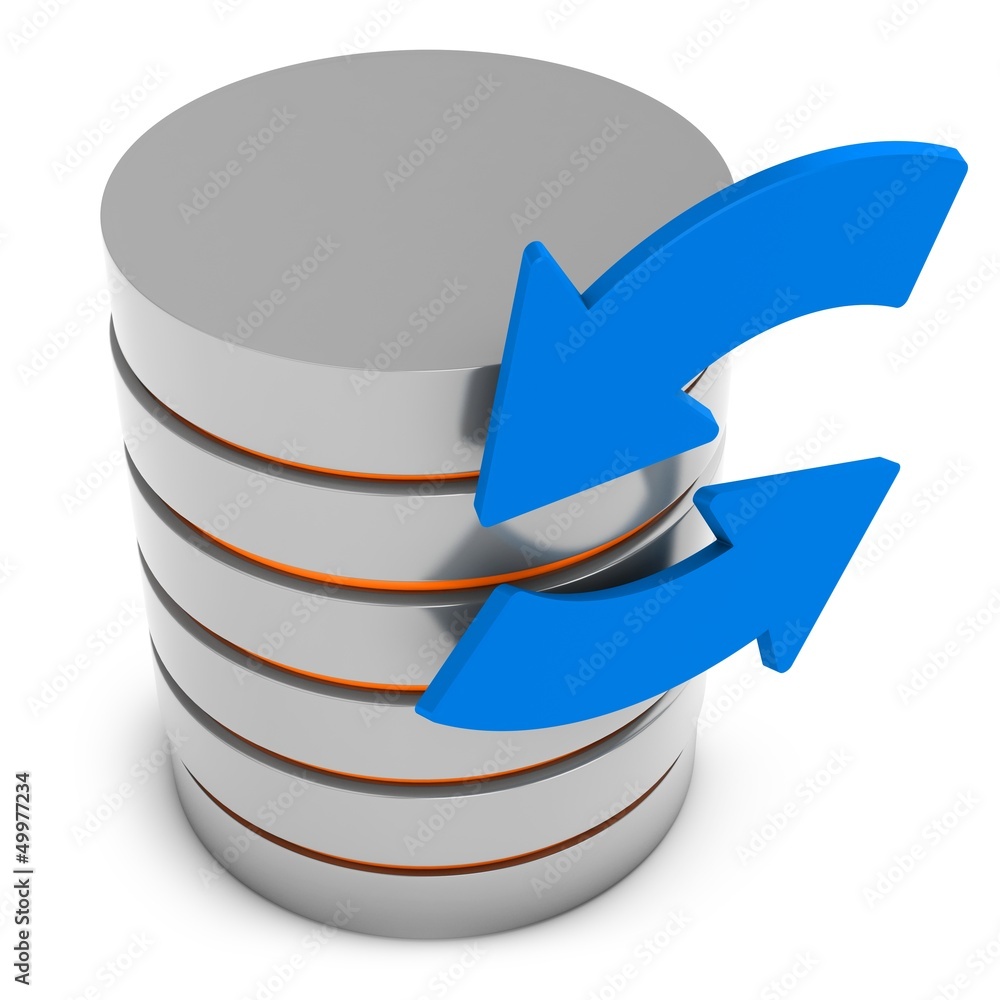 Aufkleber 3d database with refresh symbol arrows
