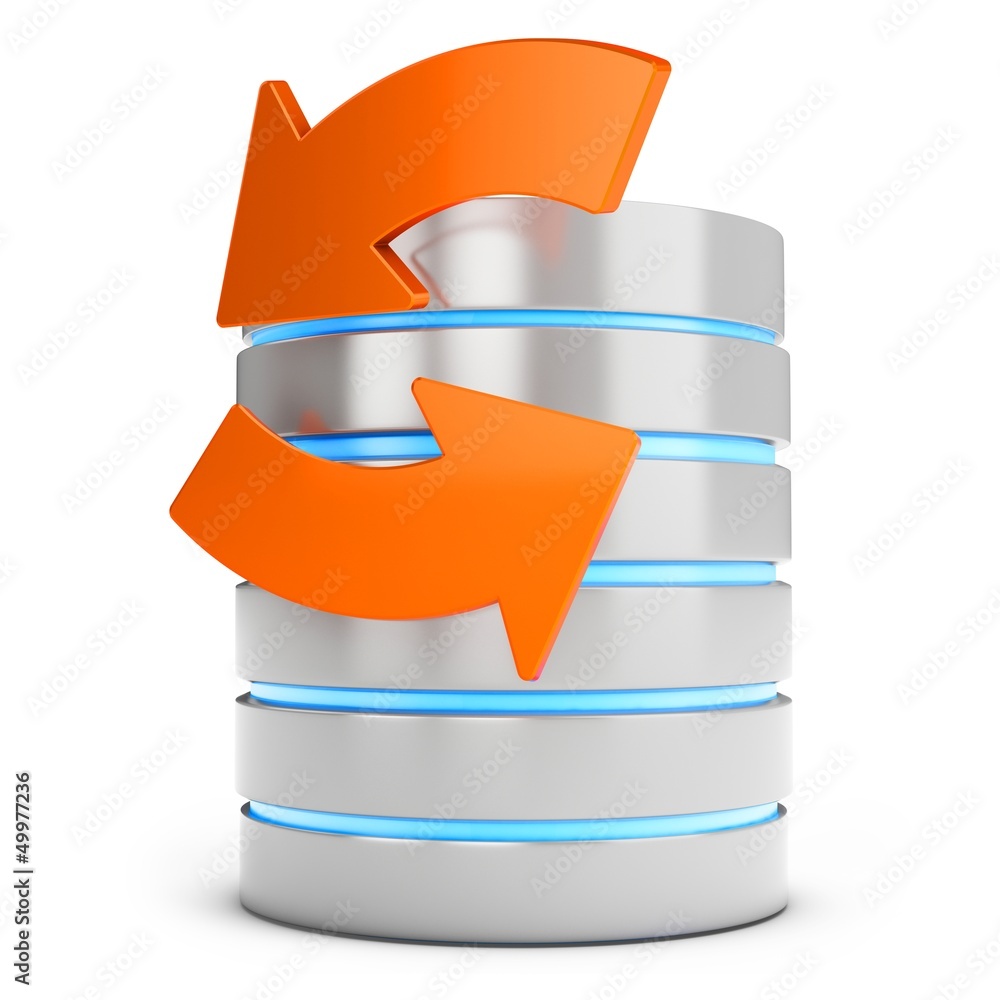 Aufkleber 3d database with refresh symbol arrows