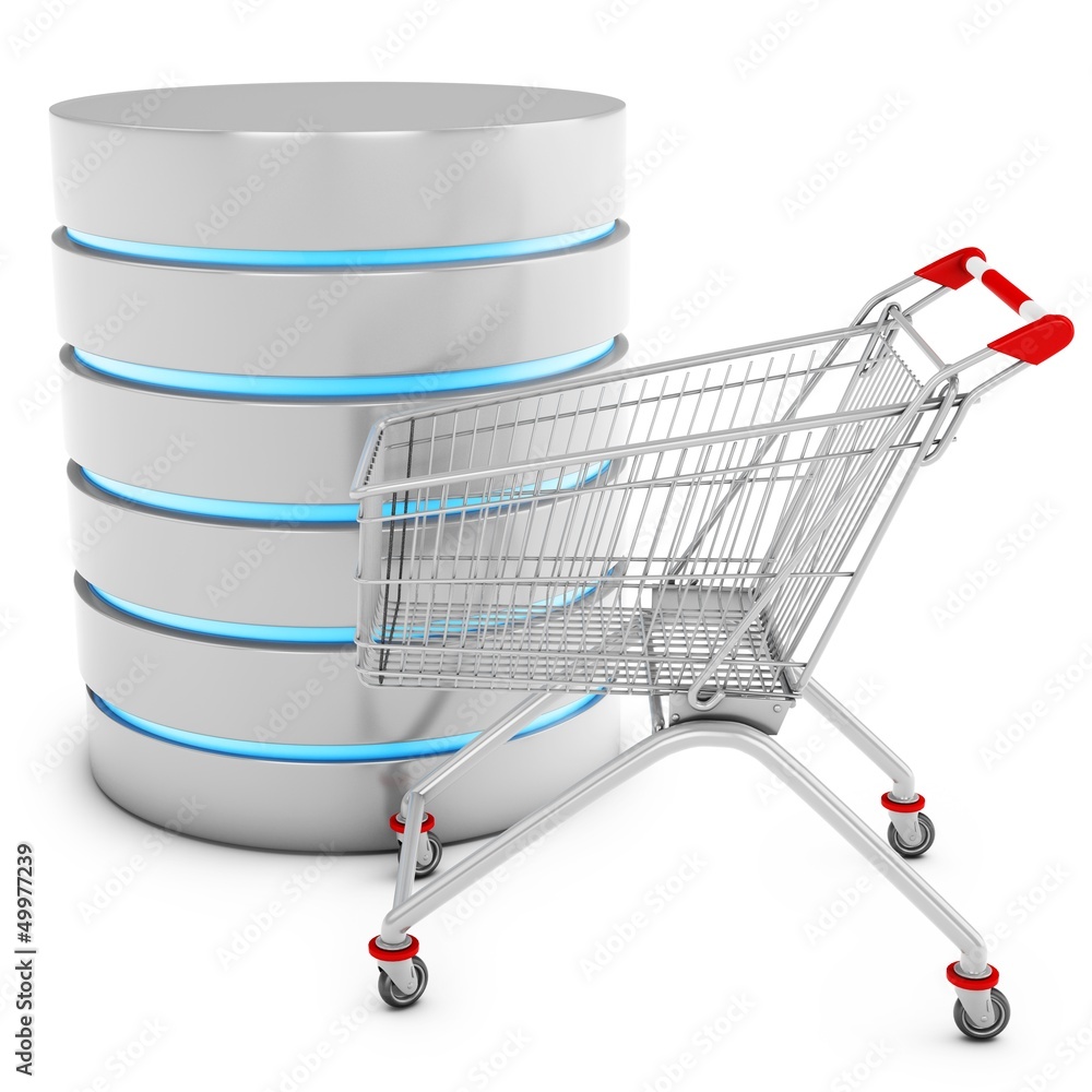 Poster 3d database server with shopping cart